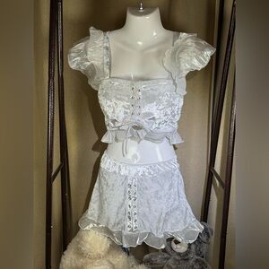 Elegant White Ruffled Bikini Set